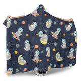 Cute Sloth Astronaut Star Planet Rocket Pattern Hooded Blanket