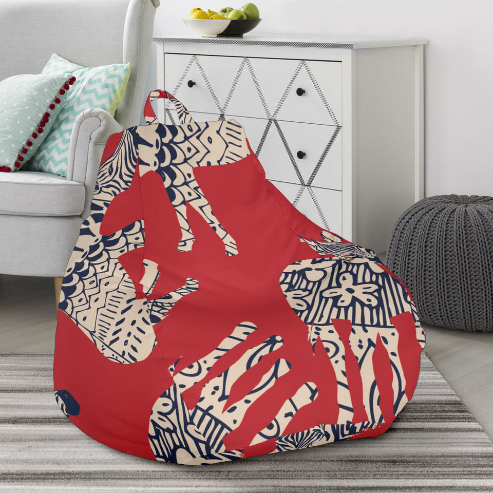 Zebra Abstract Red Background Bean Bag Cover