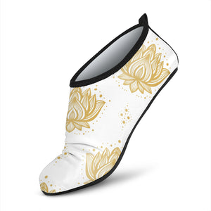 Gold Ornamental Lotue Waterlily Symbol Pattern Aqua Shoes