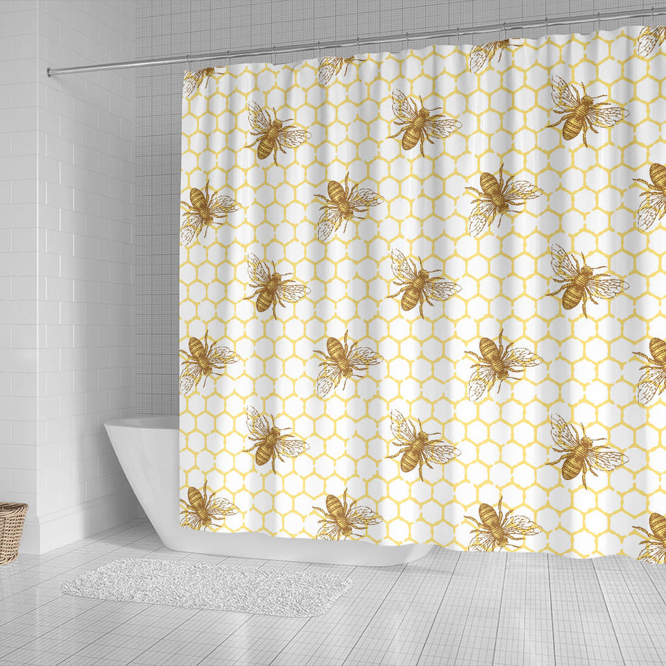 Bee Honeycomb Seamless Design Pattern Shower Curtain Fulfilled In US