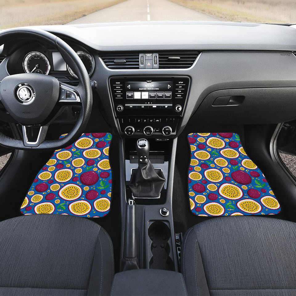Passion Fruit Blue Background Front And Back Car Mats