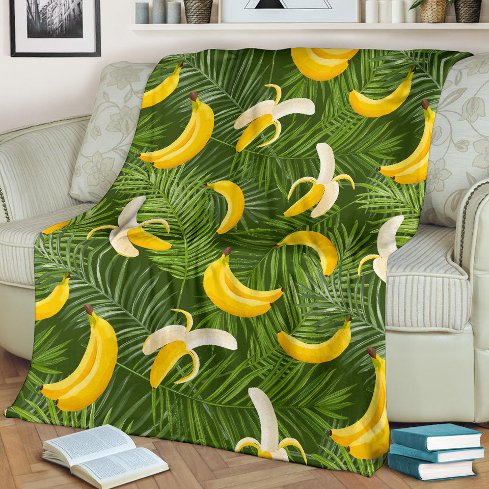Banana Palm Leaves Pattern Premium Blanket