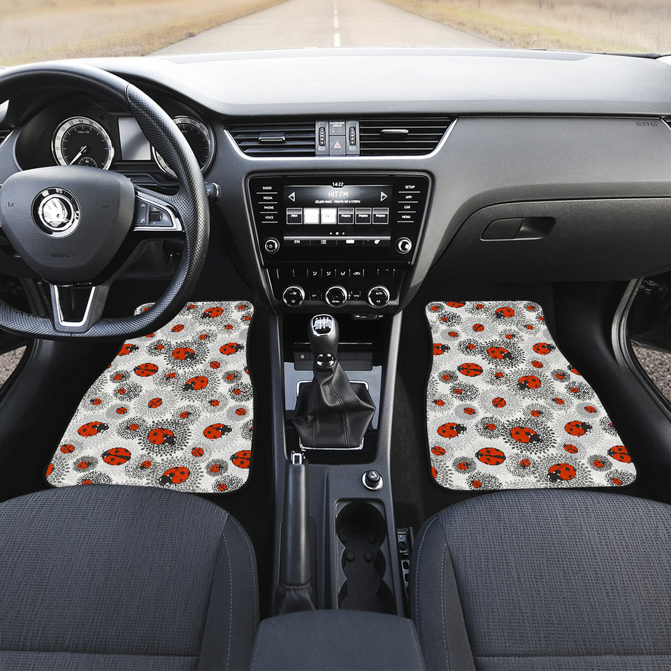 Ladybug Pattern Print Design 05 Front and Back Car Mats