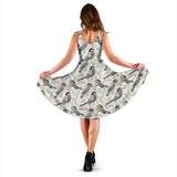 Pigeon Pattern Print Design 04 Sleeveless Midi Dress