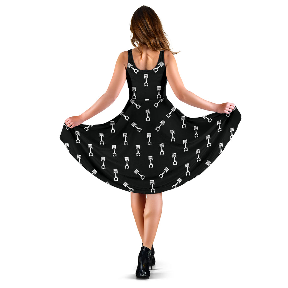 Engine Piston Black Theme Pattern Print Design 03 Sleeveless Midi Dress