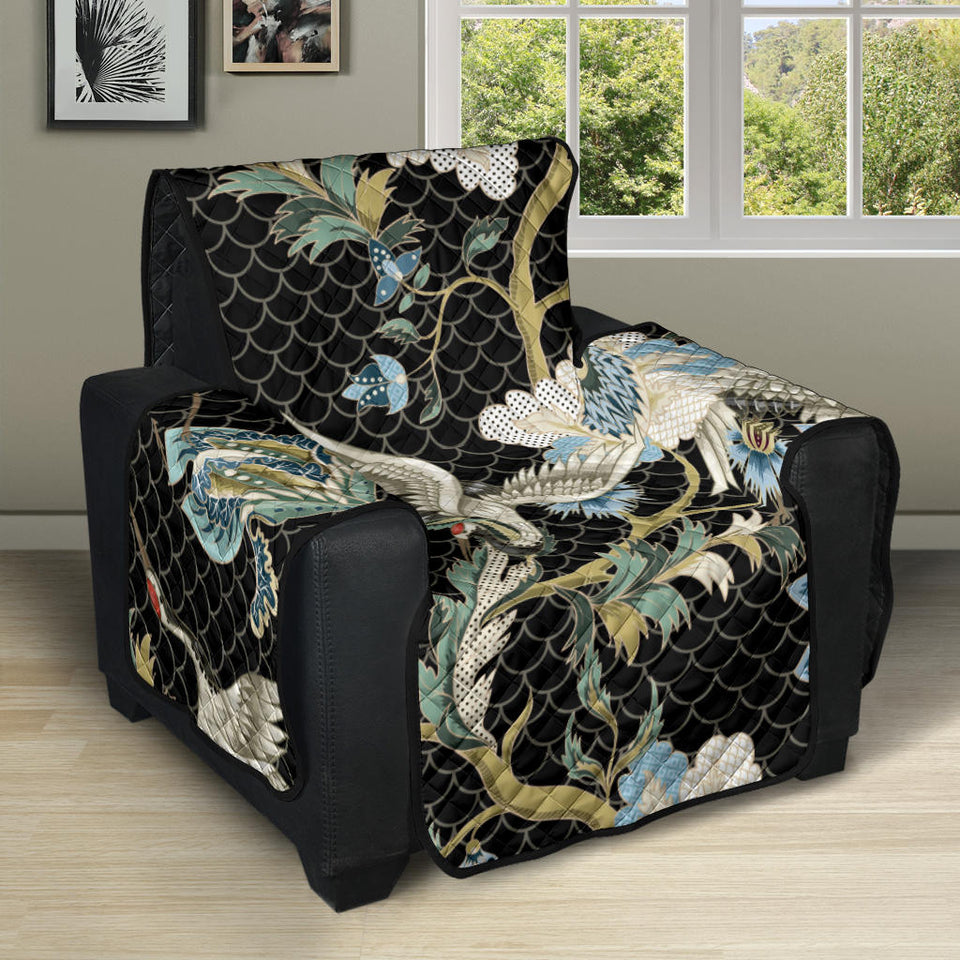 Japanese crane ornament elements Recliner Cover Protector