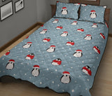 Cute penguin christmas snow pattern Quilt Bed Set