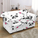 Hand Drawn Faces Of Pandas Pattern Loveseat Couch Slipcover