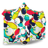 Watercolor Bowling Ball Pins Hooded Blanket