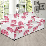 Pink Lotus Waterlily Pattern Sofa Slipcover