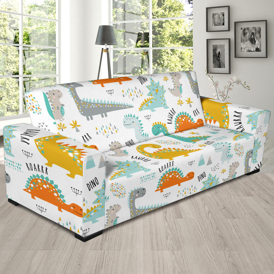 Cute Funny Kids Dinosaurs Pattern Sofa Slipcover