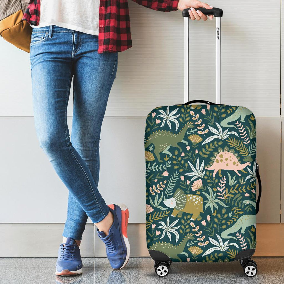 Dinosaurs Tropical Leaves Flower Pattern Cabin Suitcases Luggages