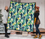 Toucan Tropical Leaves Design Pattern  Premium Quilt
