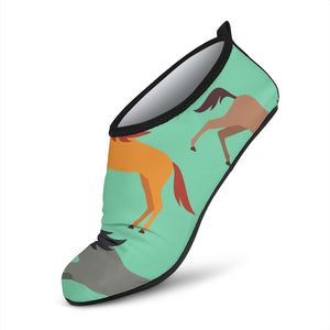 Colorful Horses Pattern Aqua Shoes