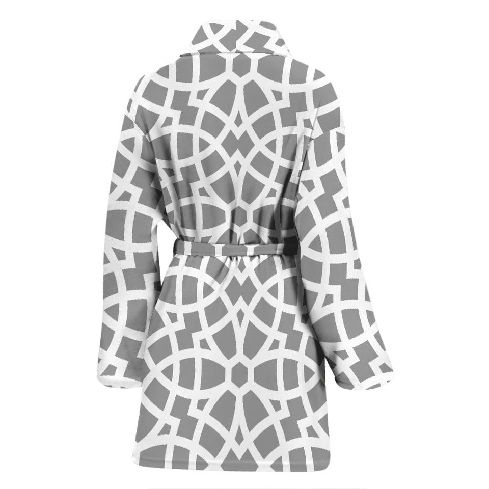 Arabic Gray Pattern Women'S Bathrobe