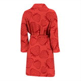 Strawberry Pattern Red Background Men'S Bathrobe