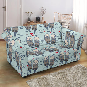 Lovely Sea Otter Pattern Loveseat Couch Slipcover