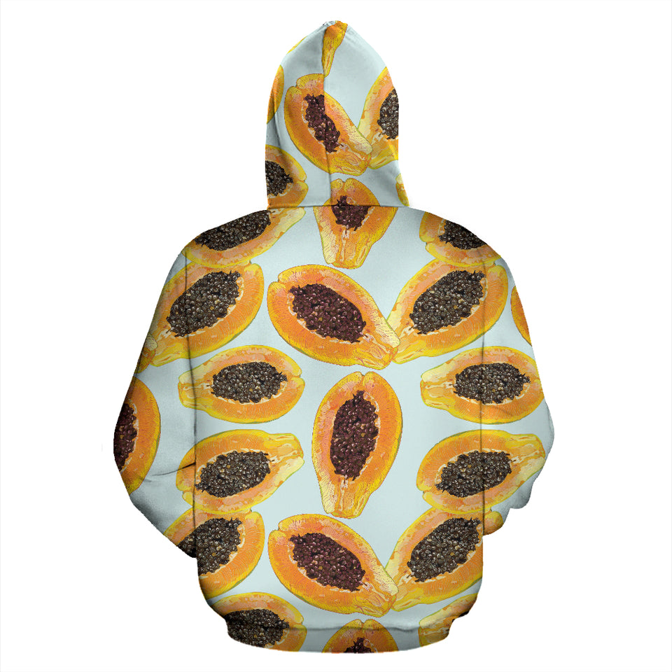 Watercolor Papaya Pattern Zip Up Hoodie