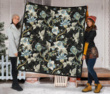 Japanese Crane Ornament Elements Premium Quilt