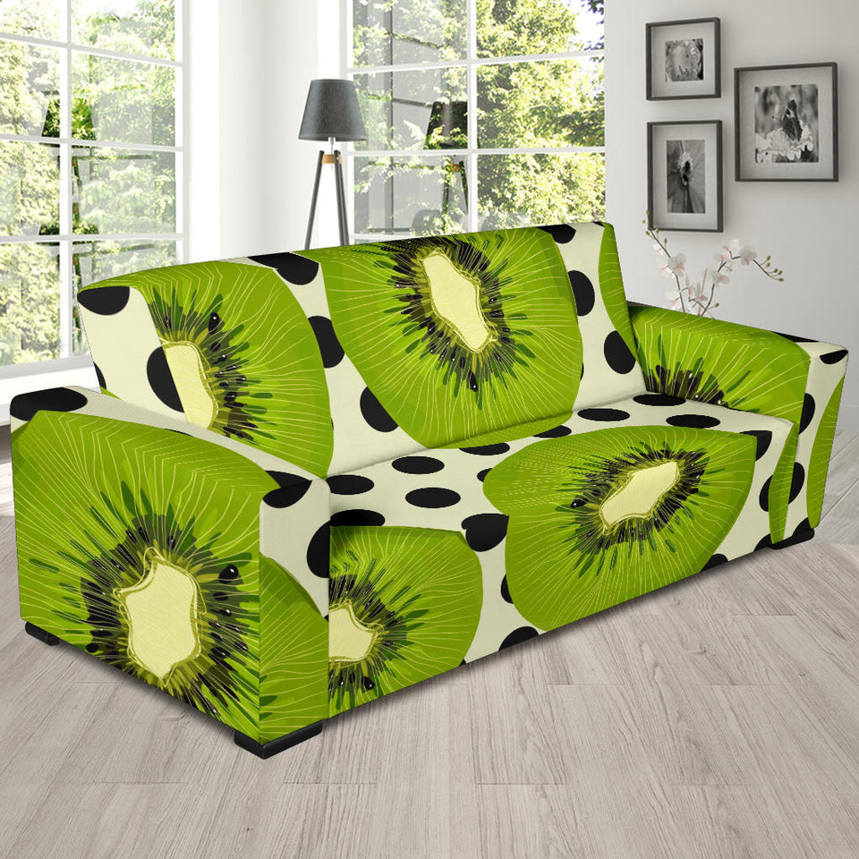 Kiwi Black Dot Background Sofa Slipcover