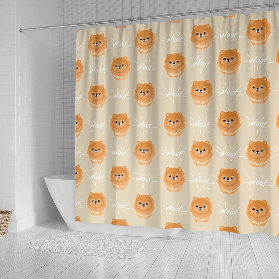 Cute Brown Pomeranian Puppy  Shower Curtain Fulfilled In US