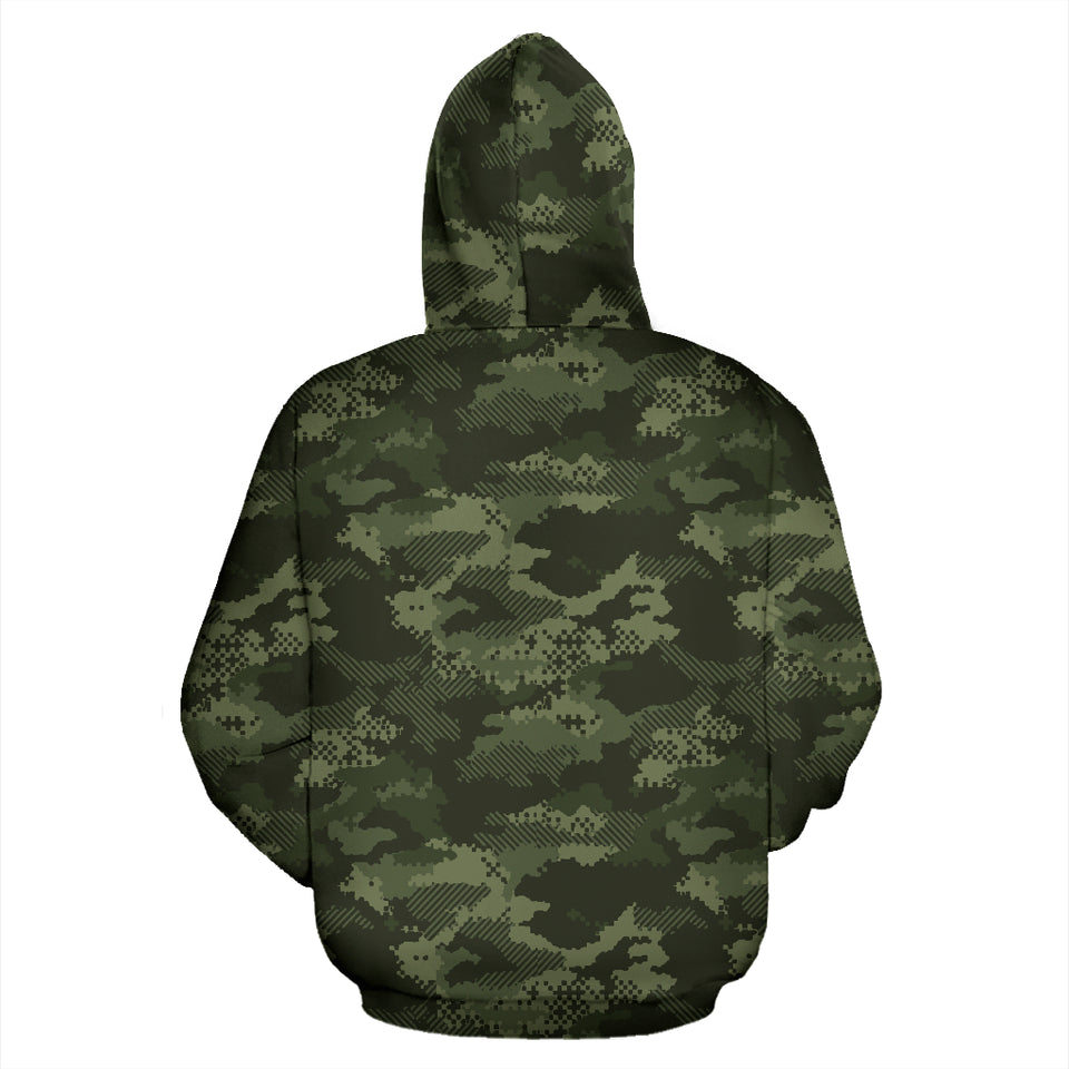 Digital Green Camouflage Pattern Zip Up Hoodie