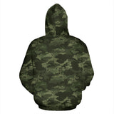 Digital Green Camouflage Pattern Zip Up Hoodie