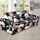 White Swan Blooming Flower Pattern Sofa Slipcover