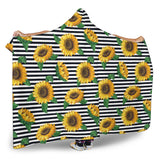 Sunflowers Ribbon Background Hooded Blanket