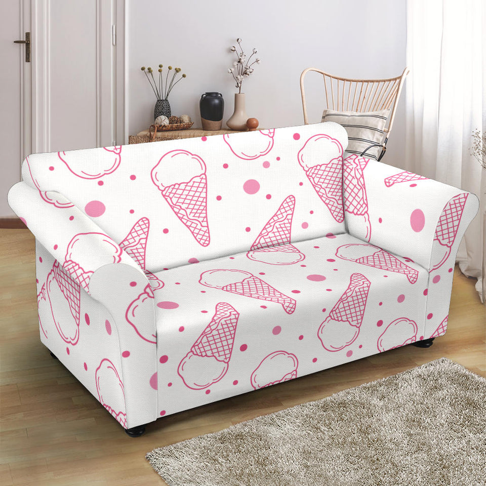 Hand Drawn Ice Cream Pattern Loveseat Couch Slipcover