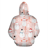 Cute Snowman Christmas Tree Snowpink Background Men Women Pullover Hoodie
