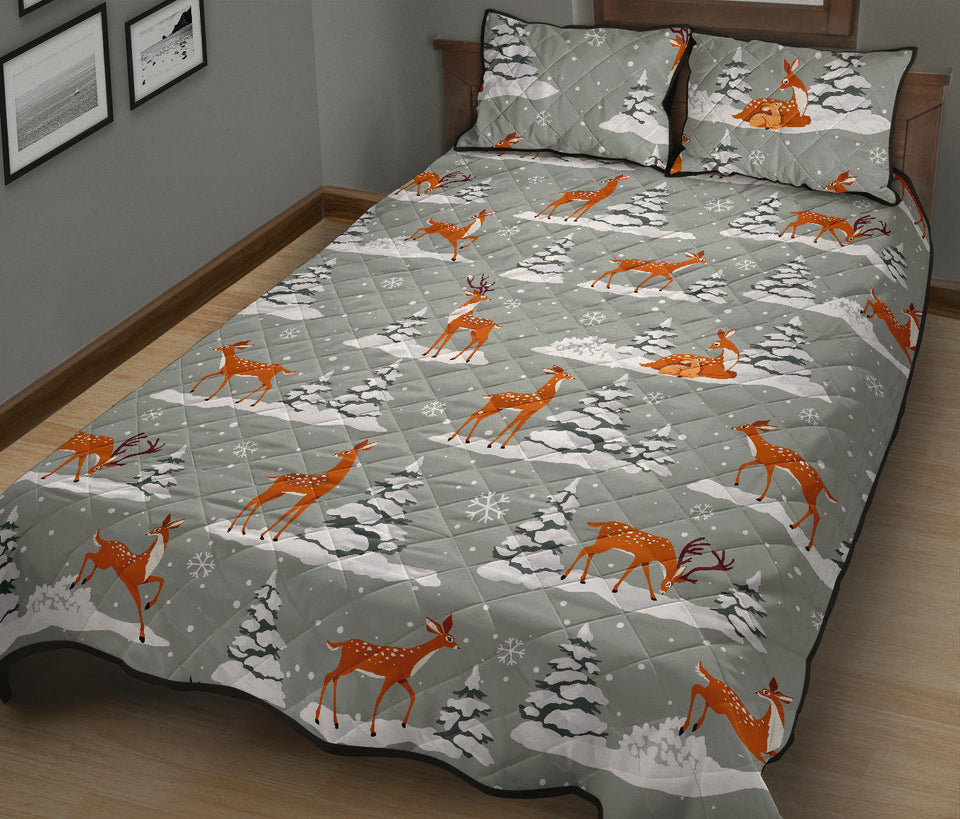 Beautiful deers Winter Christmas Quilt Bed Set