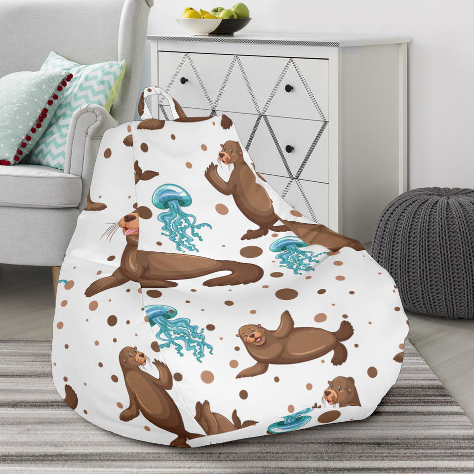 Sea Lion Seals Jellyfish Pattern Bean Bag Cover