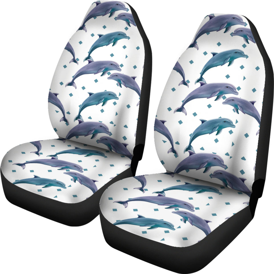 Dolphins Pattern Dotted Background Universal Fit Car Seat Covers