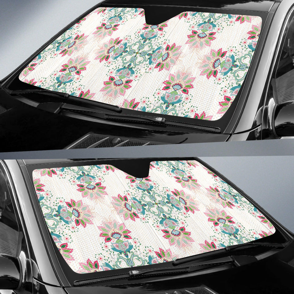 Square Floral Indian Flower Pattern Car Sun Shade