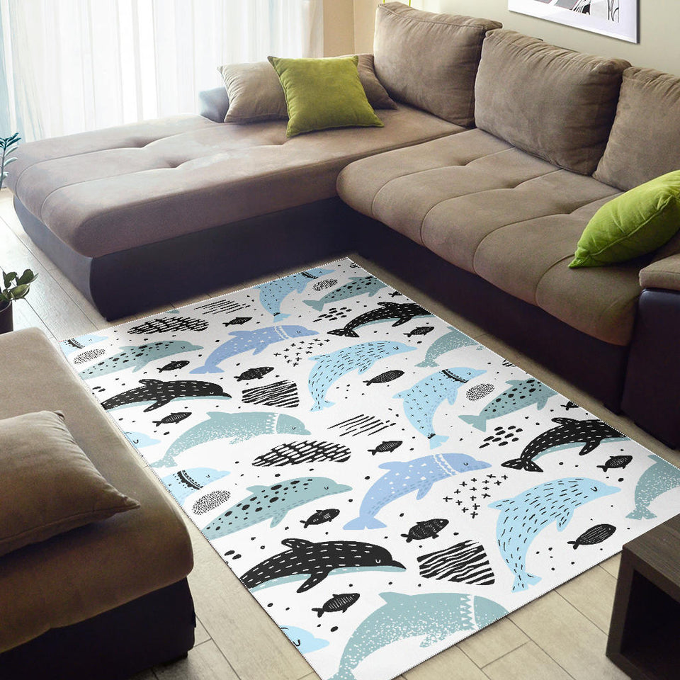 Cute Dolphins Childish Style Pattern Area Rug