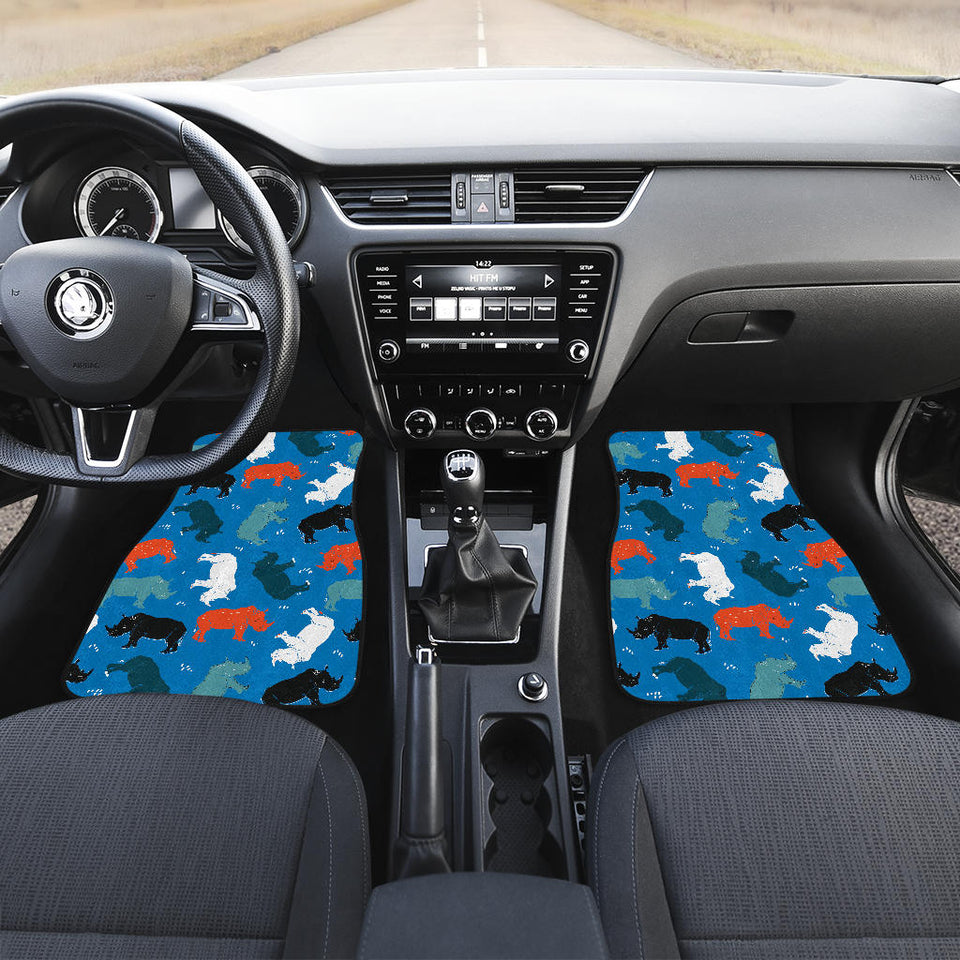 Colorful Rhino Pattern Front And Back Car Mats
