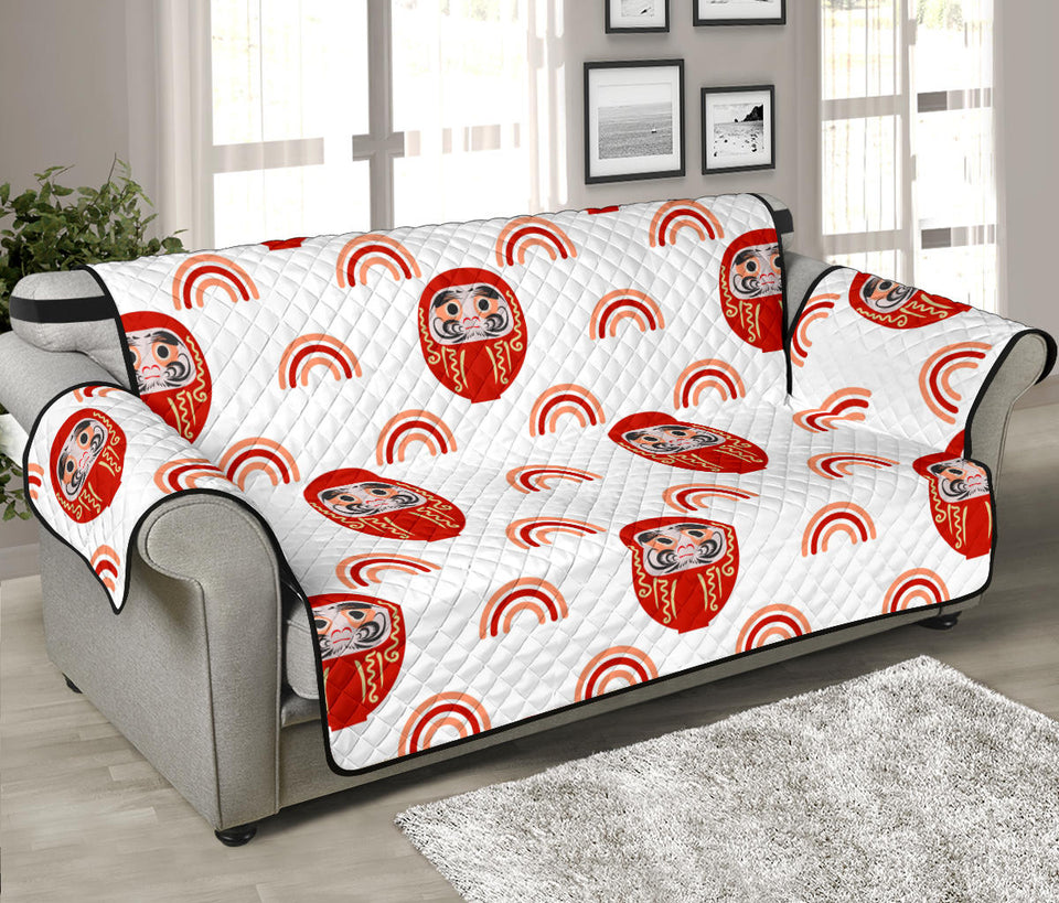 Daruma japanese wooden doll design pattern Sofa Cover Protector