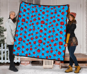Ladybug Pattern Print Design 02 Premium Quilt
