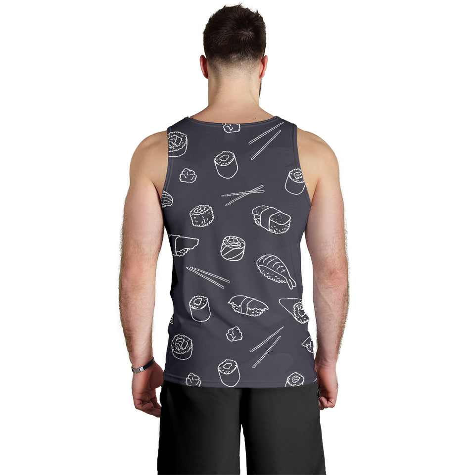sushi pattern black background Men Tank Top