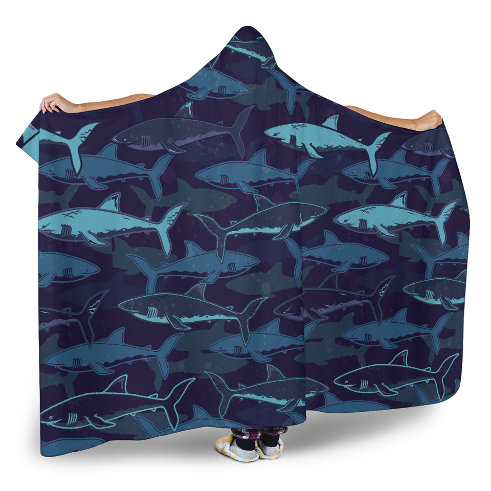 Shark Pattern Hooded Blanket