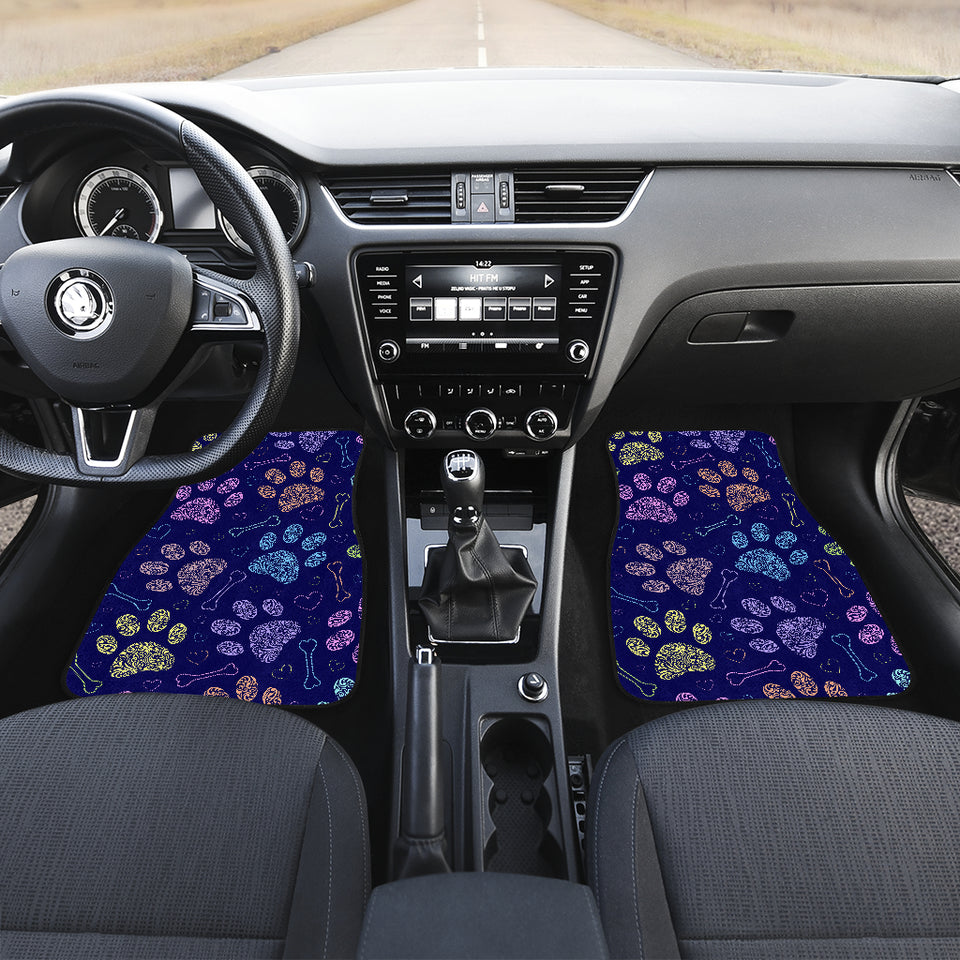 Dog Paws Pattern Print Design 02 Front and Back Car Mats