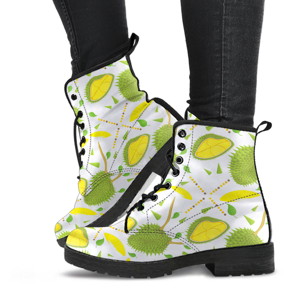 Durian Pattern Background Leather Boots