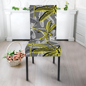 Hand Drawn Dragonfly Pattern Dining Chair Slipcover
