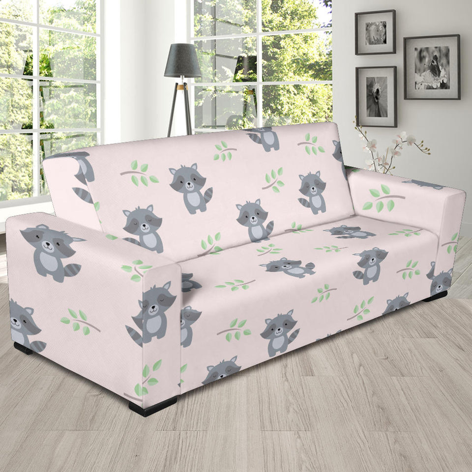 Cute Raccoons Leaves Pattern Sofa Slipcover
