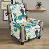 Cute parrot toucan flamingo cactus exotic leaves pattern Chair Cover Protector