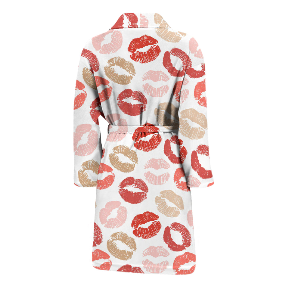 Lips Pattern Print Design 04 Men's Bathrobe