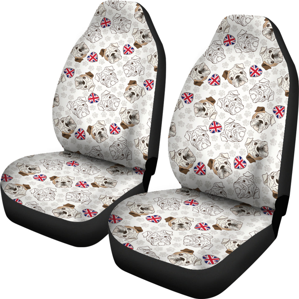 English Bulldog Pattern Print Design 01 Universal Fit Car Seat Covers