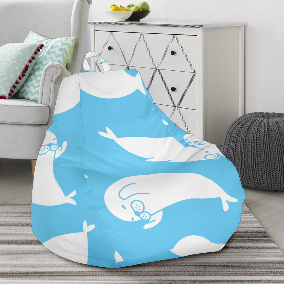 Cute White Sea Lion Seals Pattern Bean Bag Cover