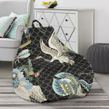 Japanese Crane Ornament Elements Bean Bag Cover